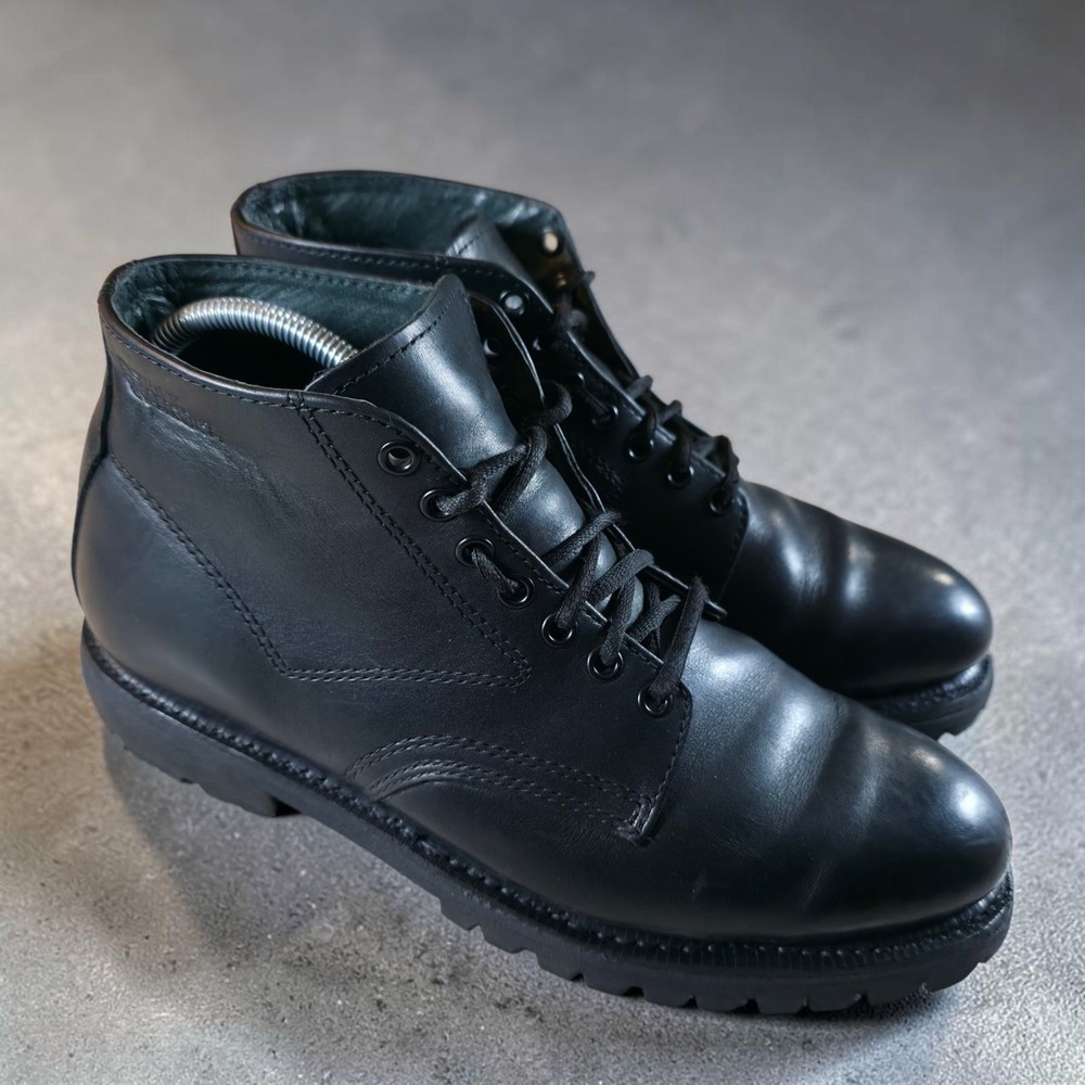Work America Triple Black Boots Mens Size 10.5 AA Leather Heavy Vibram Sole.